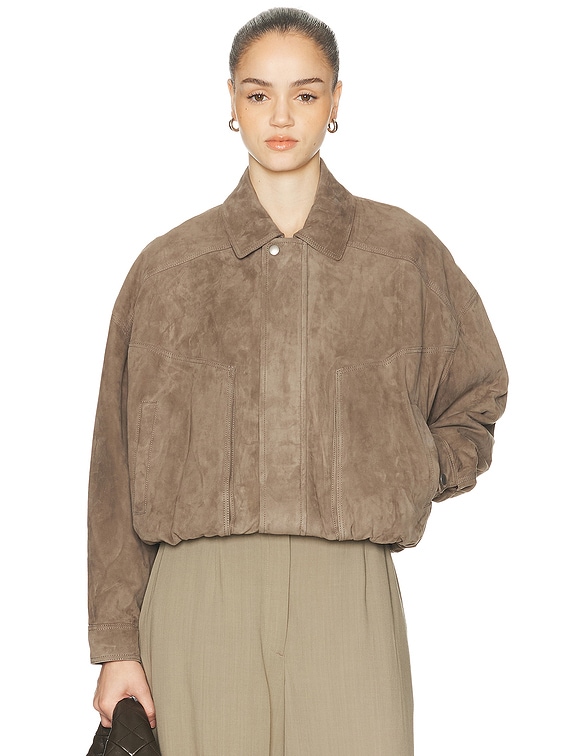 ARMA Frederica Suede Bomber Jacket in Soil | FWRD