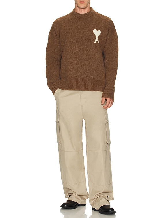 AMI Paris Sweater in Hazelnut & Off White | FWRD