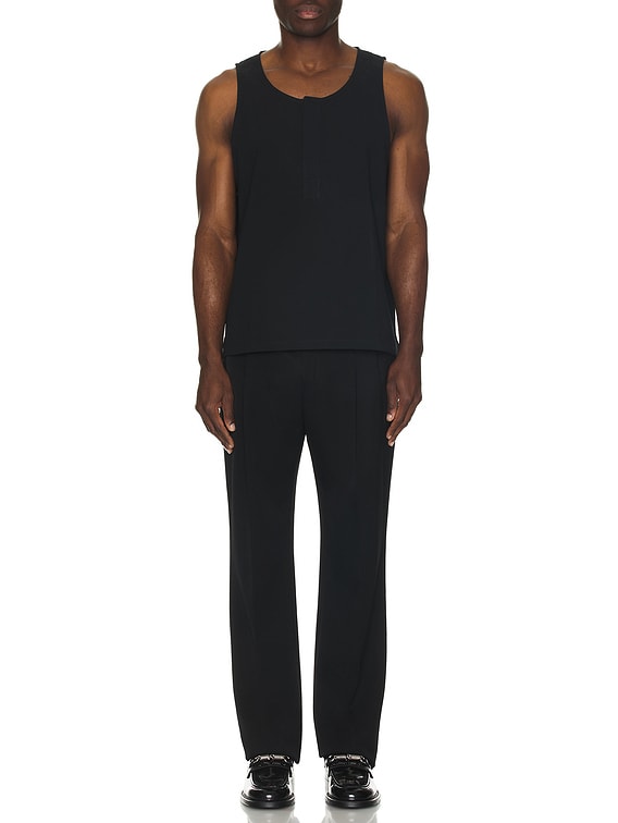 【AMI PARIS】ROUND COLLAR TANK SHIRT◆UTK215CO0062 AMI Paris Round Collar Tank Shirt in Black | FWRD
