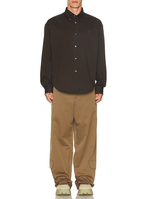 AMI Paris ADC Boxy Fit Shirt in Dark Coffee | FWRD