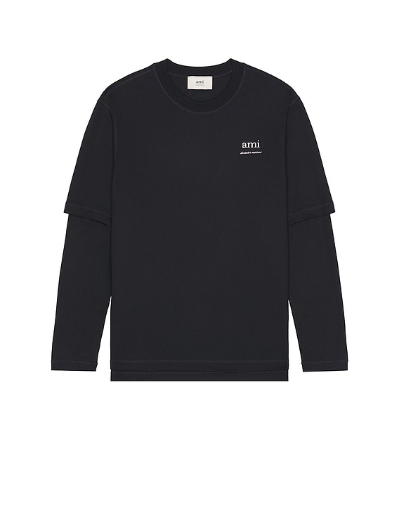 AMI PARIS Tシャツ ネイビー ネイビー コットン クロップド Tシャツ ナイトブルー | AMI PARIS