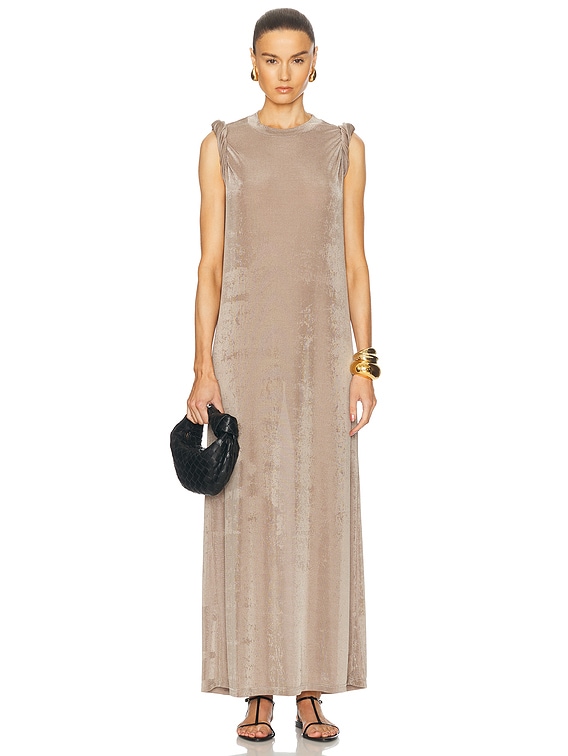 【AMI PARIS】アミパリス Sleeveless dress ベージュ AMI Paris Short Sleeve Long Dress in Ash | FWRD
