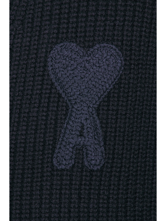 ★★AMI PARIS★★ Logo Patch Wool Blend Knit Dark Navy FKS02 Black Red Ami De Coeur Crew Neck Sweater | AMI PARIS