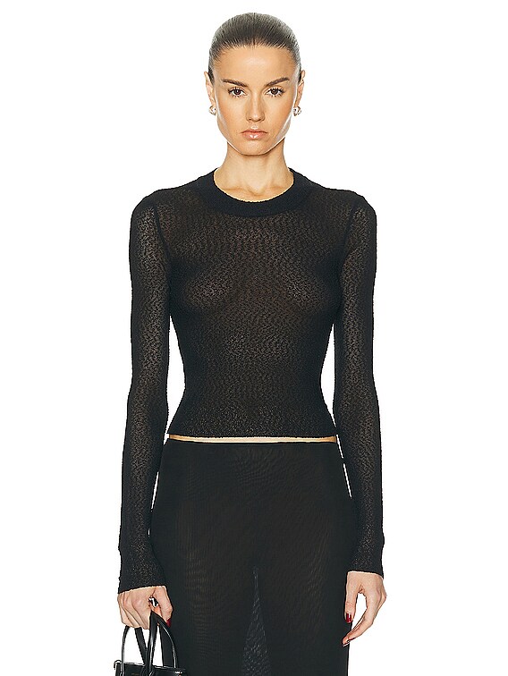 ★★AMI PARIS★★ Crop Crewneck Knit Black UKS034KN0028001 U AMI Paris Crewneck Cropped Sweater in Black | FWRD