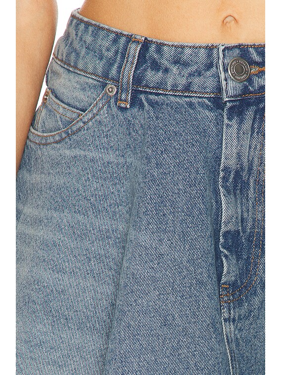 AMI Paris Flare Mini Skirt in Used Indigo Denim | FWRD
