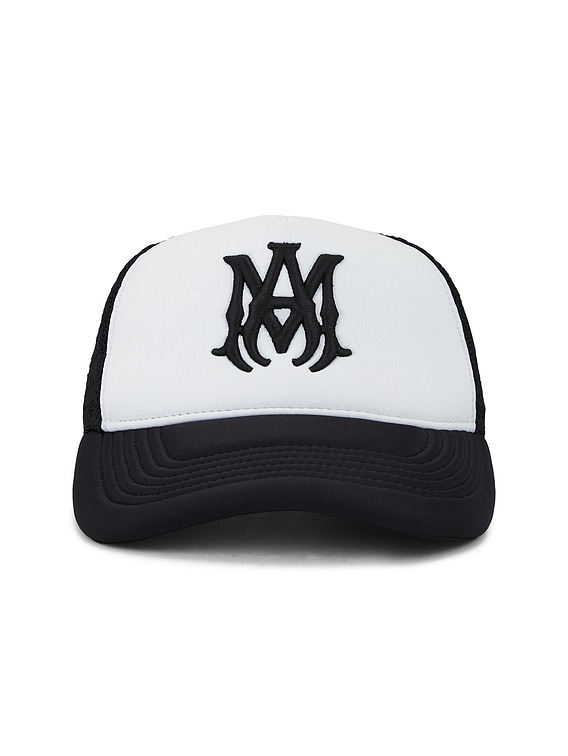 【送料・関税込】AMIRI MA TWO TONE TRUCKER HAT AMHATR1030 BK Amiri MA Two Tone Trucker Hat in Black | FWRD