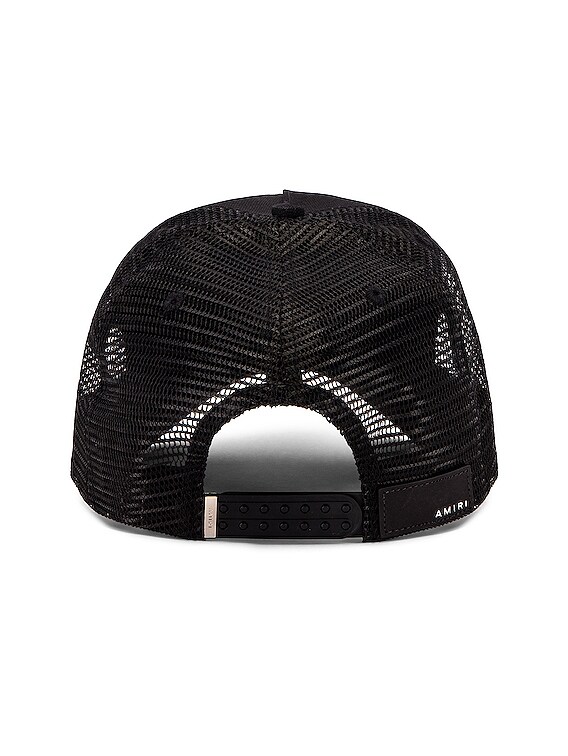 Amiri Core Logo Trucker Hat in Black & White | FWRD