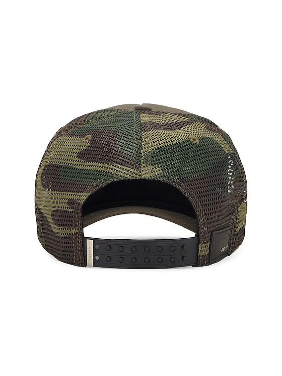 Amiri Arts Stencil Trucker Hat in Military Green | FWRD