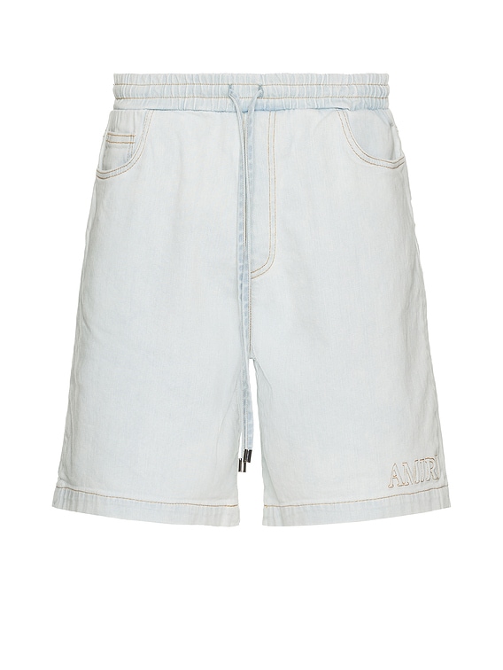 ❤︎mamirin❤︎ Amiri 3D 5 Pocket Drawstring Denim Short in Light Indigo | FWRD