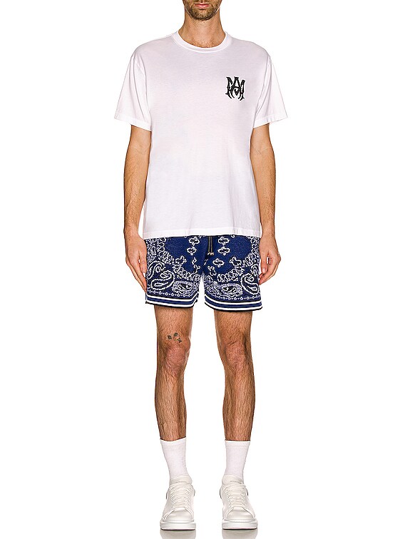 Amiri Bandana B-Ball Shorts in Blue & Black | FWRD