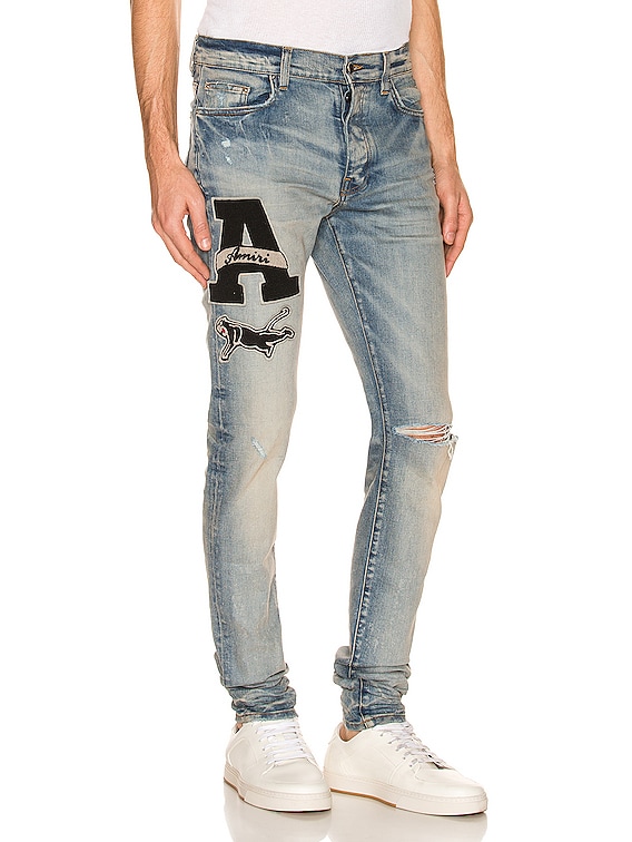 Jean Skinny Amiri Art Patch Argile Indigo Taille 33 - Neuf Avec étiquettes, Pour Homme