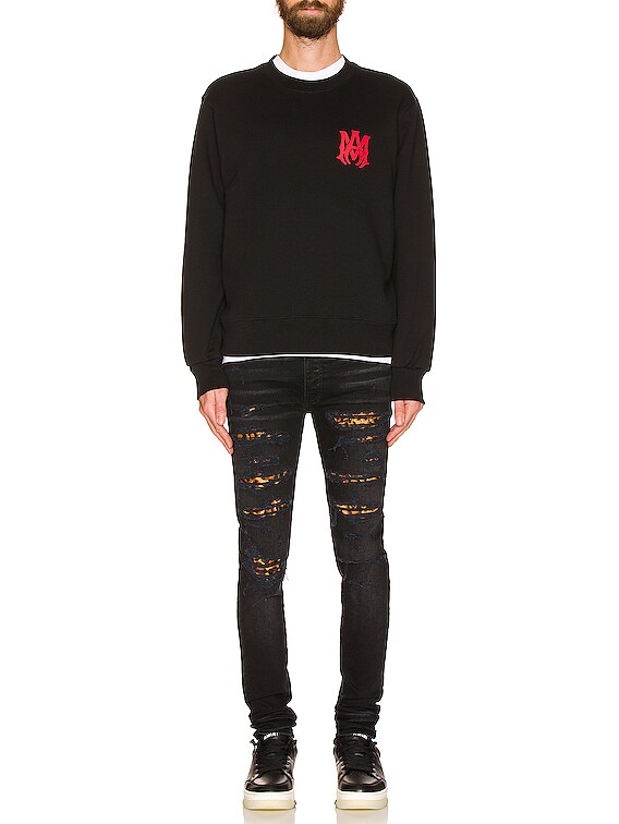 Amiri Leopard Thrasher Jean in Black | FWRD