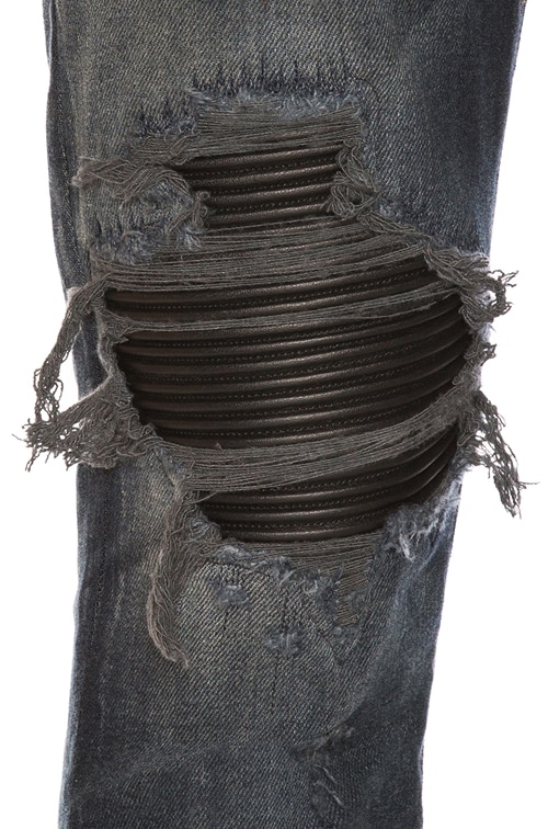 amiri leather patch jeans