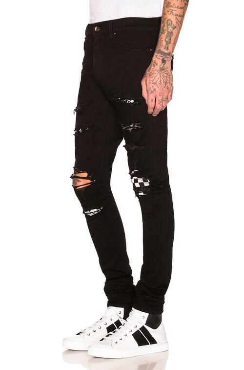 amiri black art patch jeans