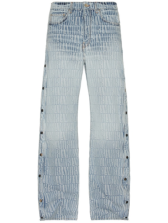 Amiri Amiri Jacquard Snap Off Pant Straight Jean in Blue - Size 30