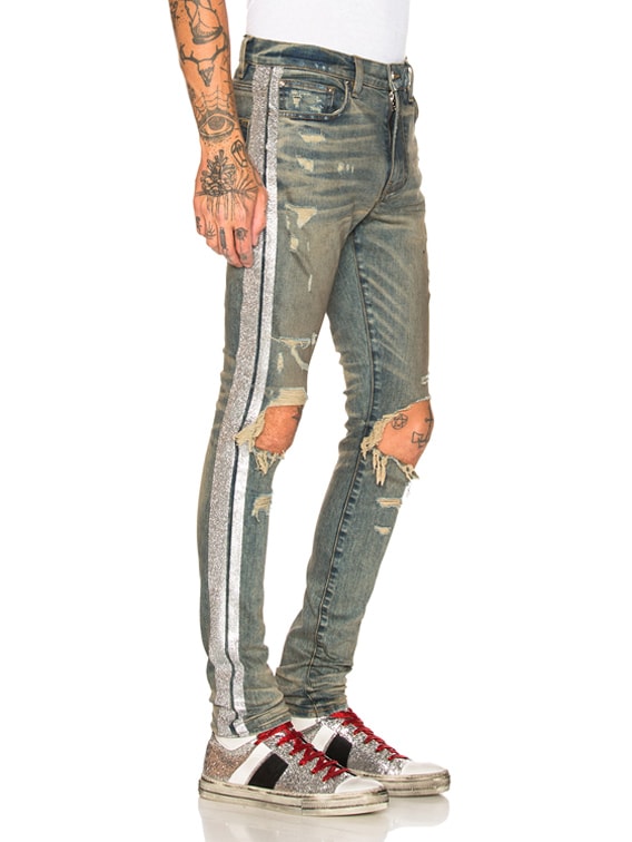 amiri glitter stripe jeans