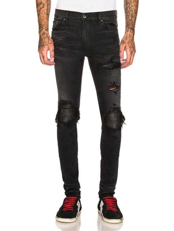 amiri jeans leather patch