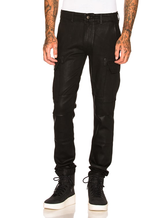 black waxed jeans