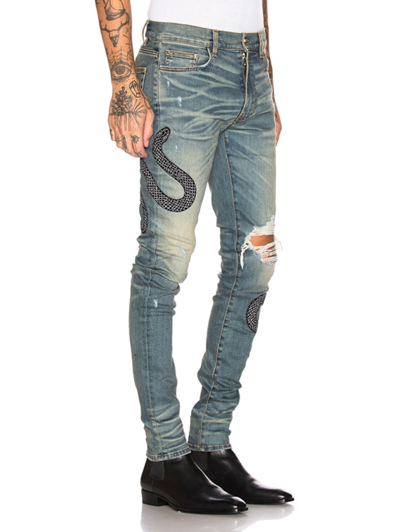 amiri glitter snake jeans
