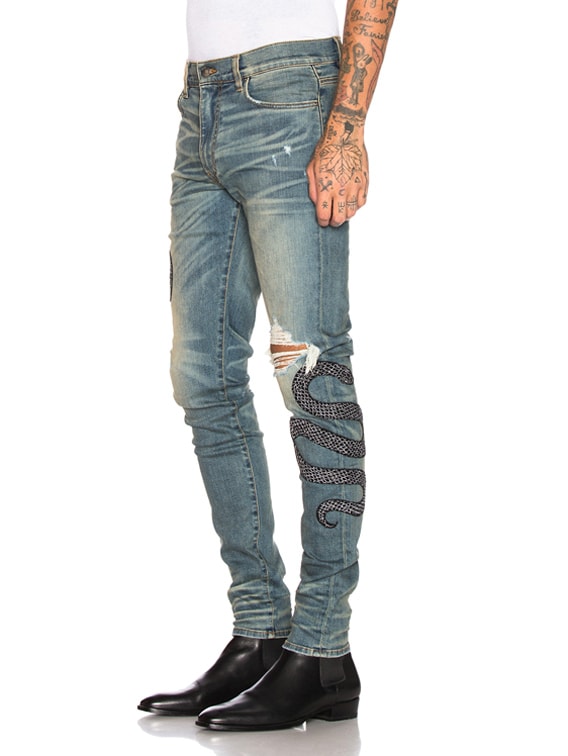amiri glitter snake jeans