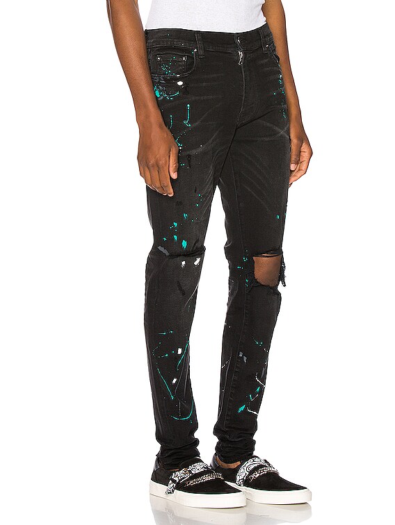 black splatter jeans