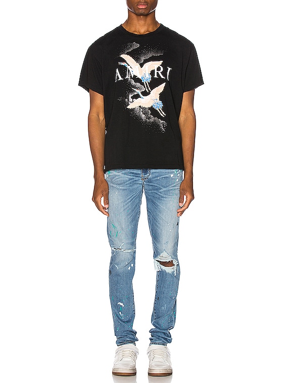 Amiri Paint Splatter Jean in Rosebowl in Rosebowl Blue | FWRD