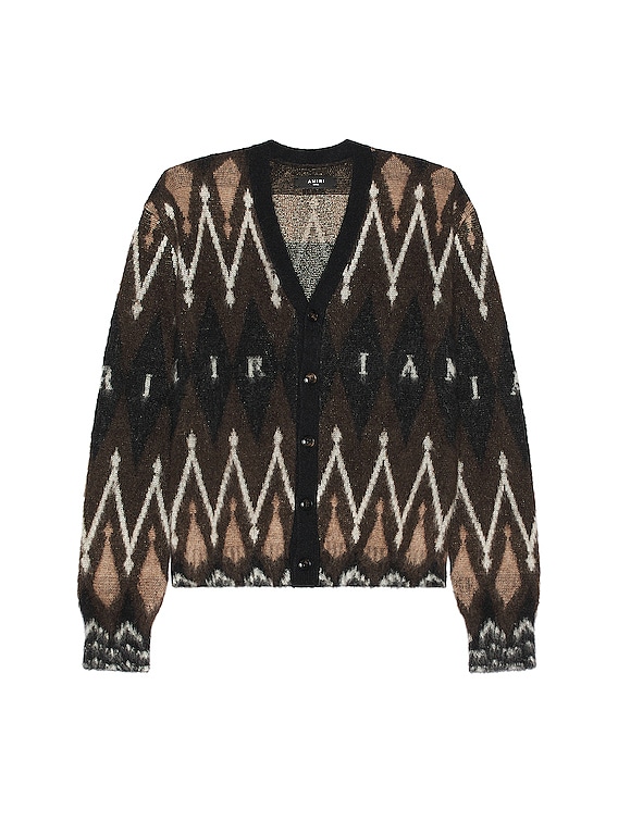 Amiri Argyle Mohair Cardigan in Brown | FWRD