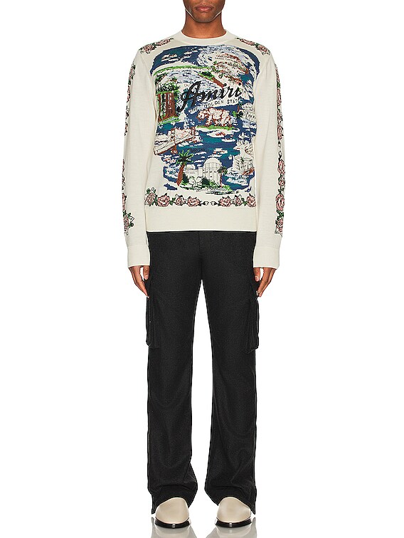 Amiri Aloha Landscape Jacquard Sweater in Blue & Alabaster | FWRD