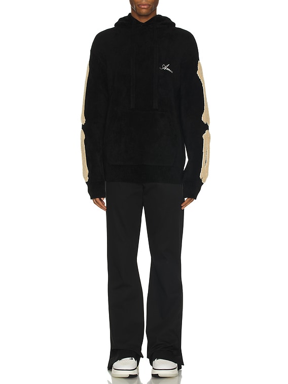 送料関税込み【AMIRI】BONES SLEEVES HOODIE in BLACK Amiri Bones Sleeve Hoodie in Black | FWRD