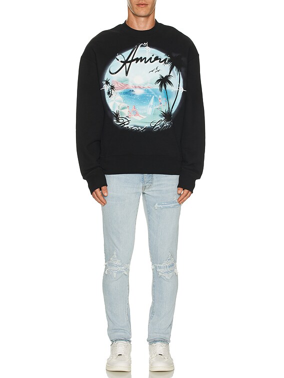 Amiri Airbrush Oversized Crew in Black | FWRD Amiri Airbrush Oversized Crew in Black | FWRD