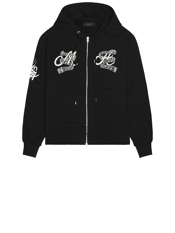 Amiri Music Club Zip Up Hoodie in Black | FWRD