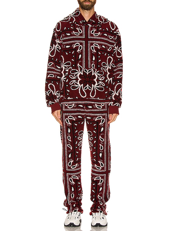 Amiri Printed Bandana Polar Fleece Hoodie in Red & Black | FWRD