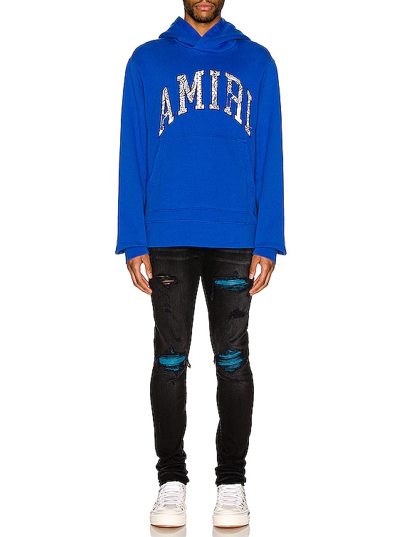 Amiri Bandana Applique Hoodie in Blue & White | FWRD