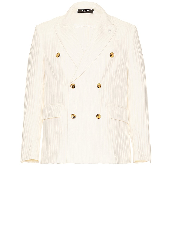 Amiri Vertical Pleated Db Blazer in White | FWRD