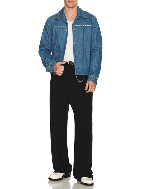 AMIRI ブラック Vintage Crystal Star フーディM Amiri Crystal Pleated Cadet Jacket in Retro Indigo | FWRD