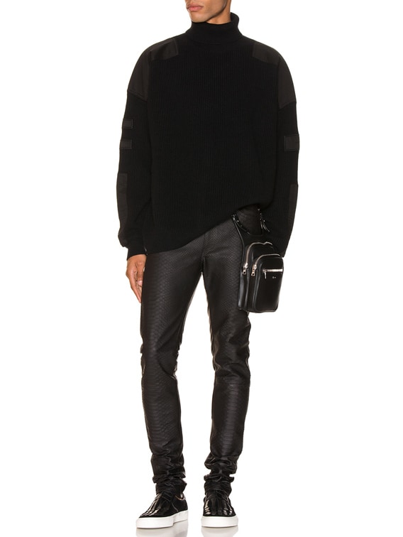 Amiri Half Printed Python Leather Pants in Black | FWRD