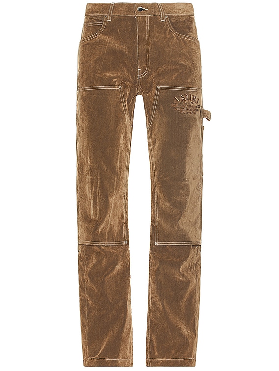 【送料&関税込】AMIRI Beige Cotton Blend Pant Amiri Flocked Carpenter Pant in Tan | FWRD