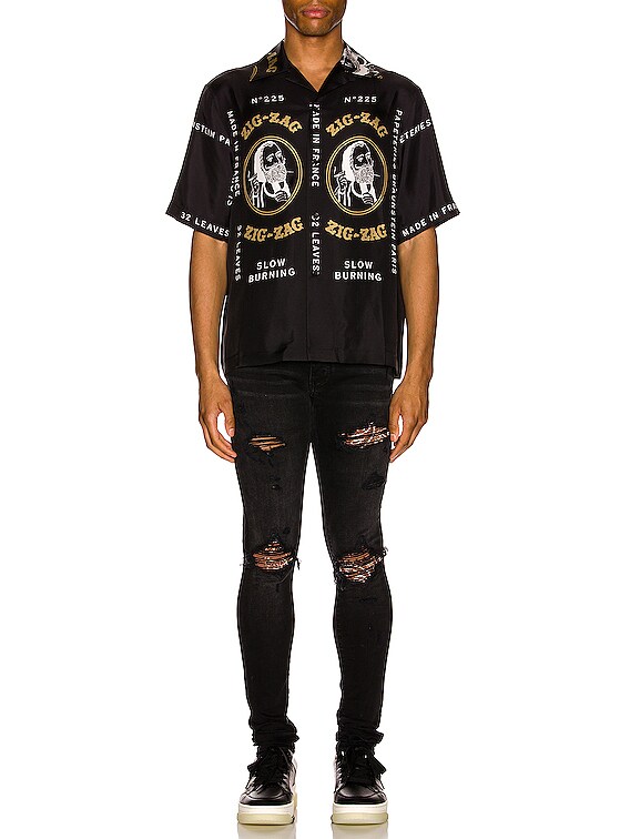 Amiri Zig Zag Rolling Paper Shirt in Black | FWRD
