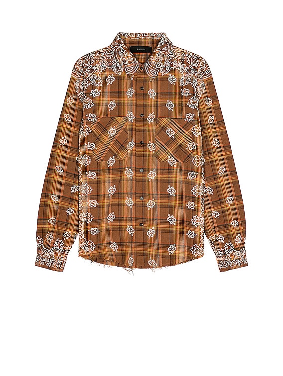 Amiri Bleach Bandana Plaid in Brown | FWRD