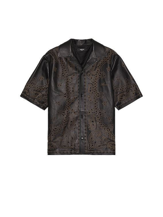 Amiri Leather Bandana Shirt in Black | FWRD