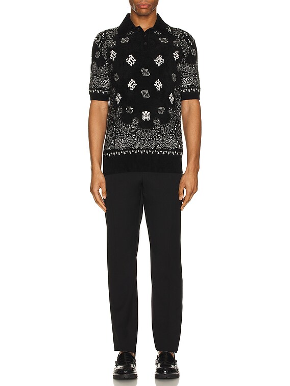 Amiri Bandana Short Sleeve Polo in Black | FWRD