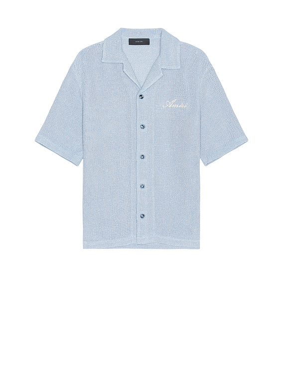 Amiri Open Shimmer Shirt in Ashley Blue | FWRD