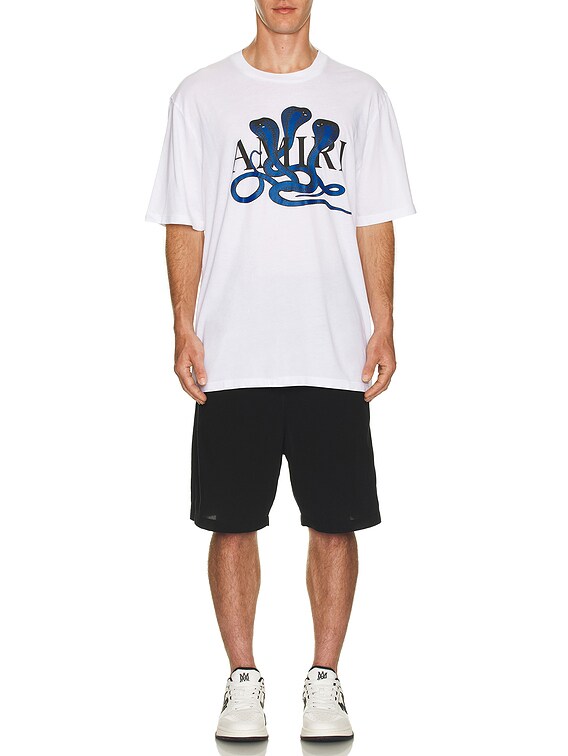 【送料&関税込】AMIRI snake White Crewneck T-shirt With Maxi White Snake T-shirt by AMIRI on Sale