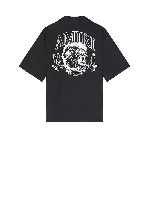 【関税込み】AMIRI ブラック Lion Outline フーディ Amiri Lion Outline Camp Shirt in Black | FWRD