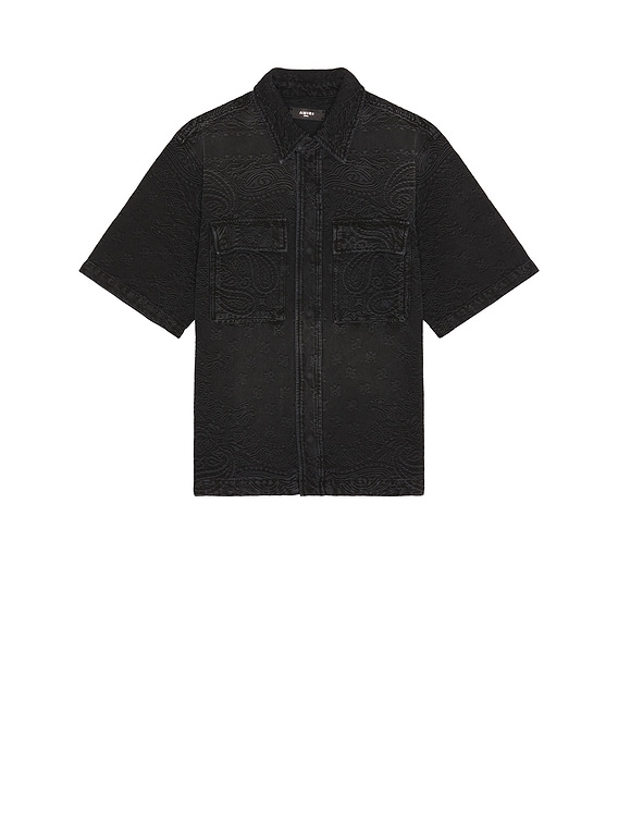 Amiri Bandana Jacquard Camp Shirt in Vintage Black | FWRD