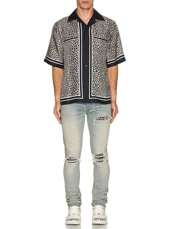 Amiri MA Leopard Bowling Shirt in Black Birch | FWRD