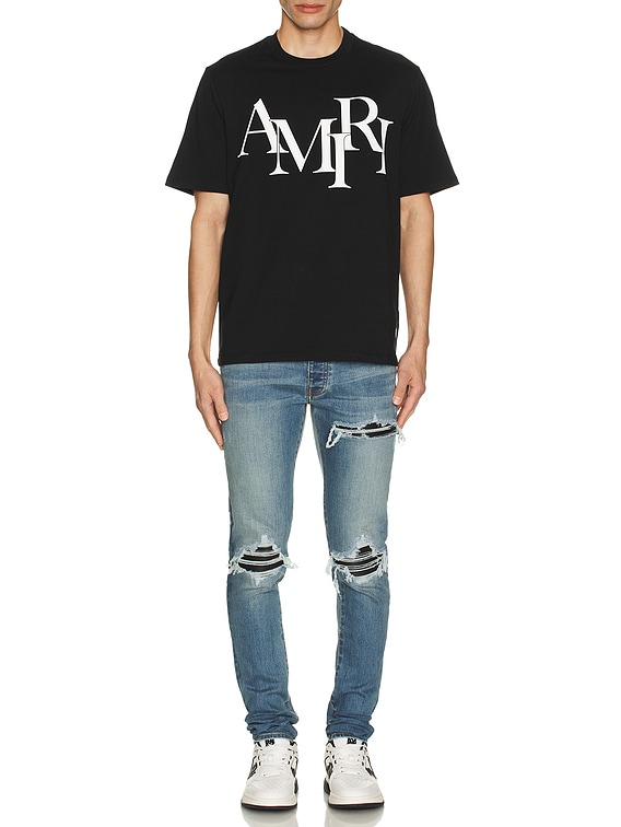 Tシャツ・カットソー AMIRI FW25 AMIRI STAGGERED LOGO TEE (AMJYTE1149 BLACK) AMIRI Staggered Logo T-shirt | Black | FARFETCH
