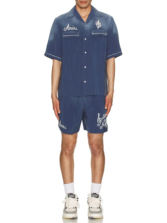 Amiri Saturday Night Camp Shirt in Navy | FWRD