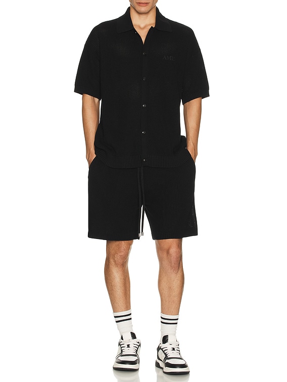Amiri Crochet Mesh Shirt in Black | FWRD