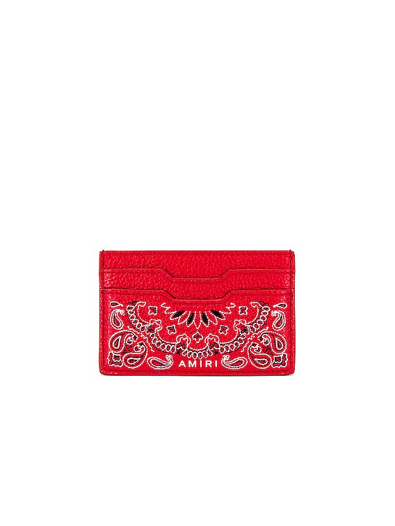 アミリ AMIRI バンダナ柄 刺繍 レザー カードケース ペイズリー 赤 アミリ AMIRI バンダナ柄 刺繍 レザー カードケース ペイズリー 赤の